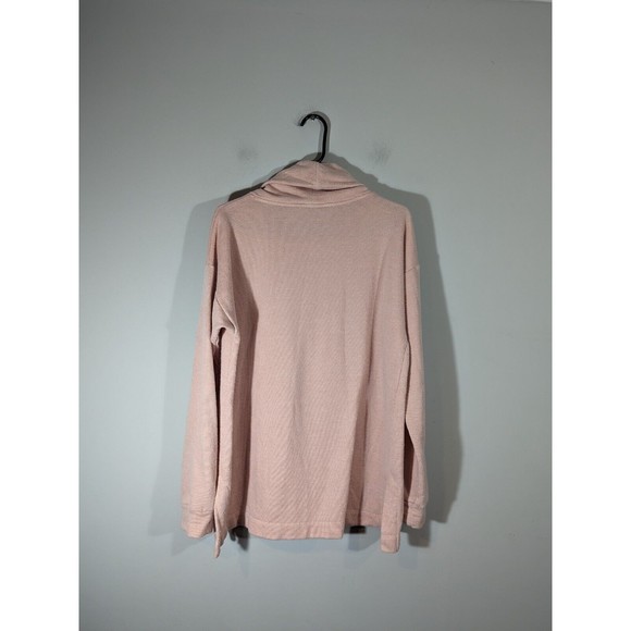 J. Crew Sweater Women M Soft Pink Flunnelneck Fleece Pullover - Picture 2 of 7